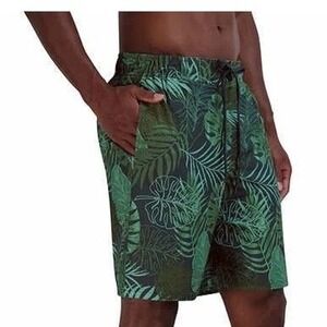Gerry Swim Trunks Mens Large Green Tropical Palm Leaf Print Board Shorts